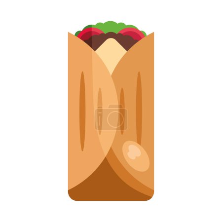 Téléchargez les illustrations : Burrito enveloppé illustration vecteur isolé - en licence libre de droit