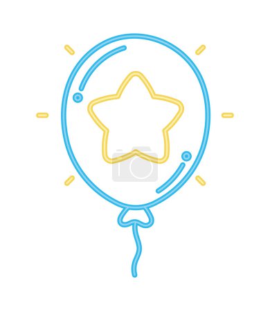 Illustration for Neon helium balloon with star vector isolated - Royalty Free Image
