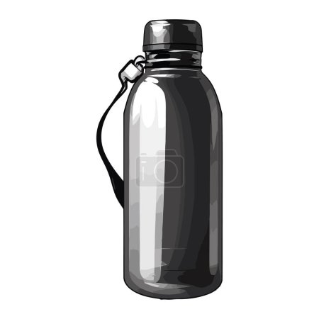 Illustration for Black water bottle with metal cap over white - Royalty Free Image