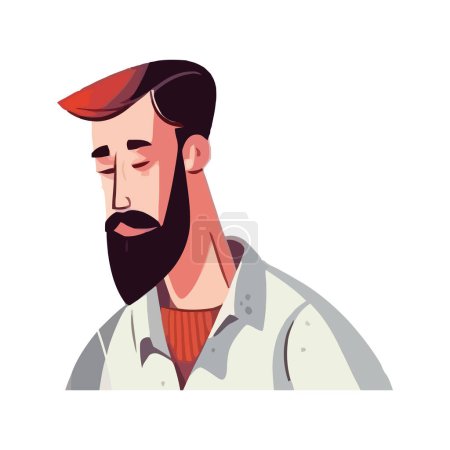 Téléchargez les illustrations : Un homme d'affaires joyeux avec une moustache élégante sur blanc - en licence libre de droit