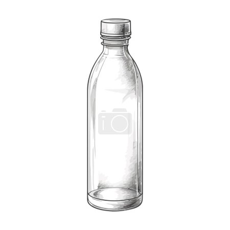 Ilustración de Agua fresca purificada en botella de plástico transparente sobre blanco - Imagen libre de derechos