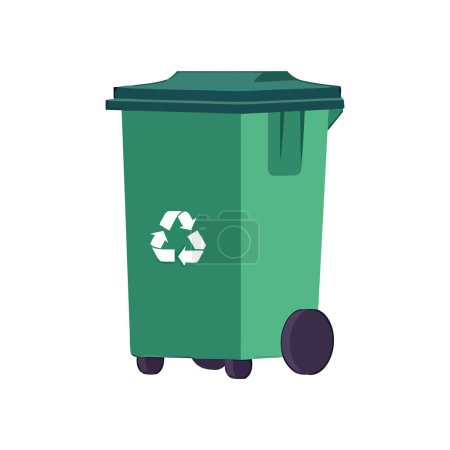 Ilustración de Reciclaje en contenedor verde sobre blanco - Imagen libre de derechos