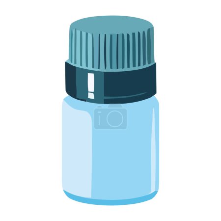 Ilustración de Botella de píldora sanitaria con medicina líquida sobre blanco - Imagen libre de derechos