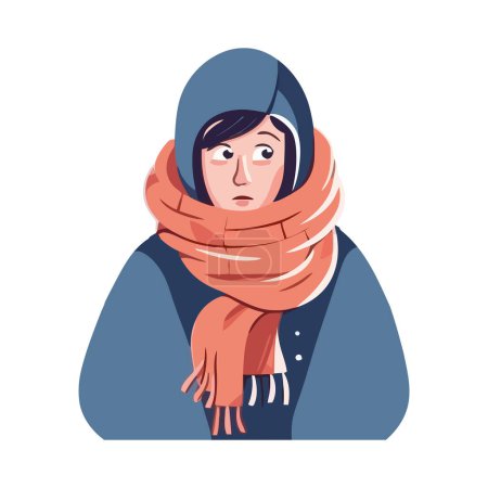 Téléchargez les illustrations : Mode hiver femme design sur blanc - en licence libre de droit