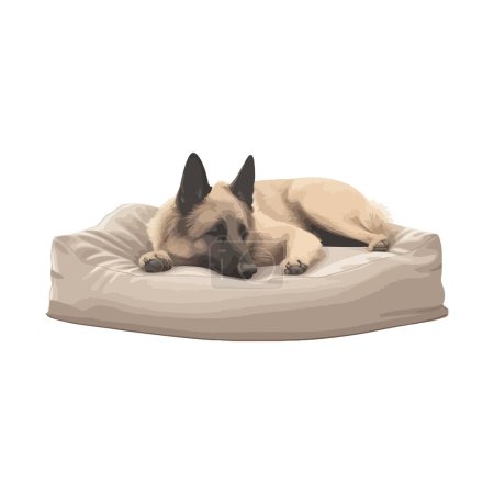 Ilustración de Lindo cachorro descansando en la almohada sobre blanco - Imagen libre de derechos