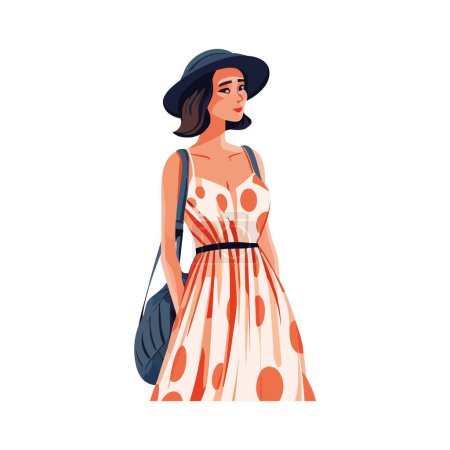 Illustration for One fashionable woman in summer clothes over white - Royalty Free Image