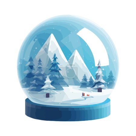 Illustration for Winter forest on a snowball over white - Royalty Free Image