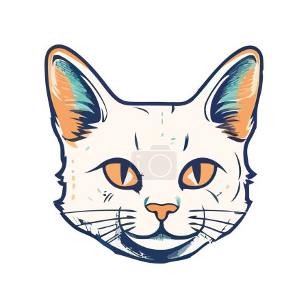 Illustration for Cute kitten face over white - Royalty Free Image