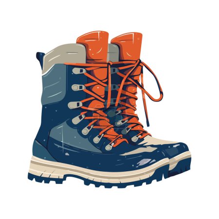 Illustration for Uniform boots for hiking outdoors over white - Royalty Free Image