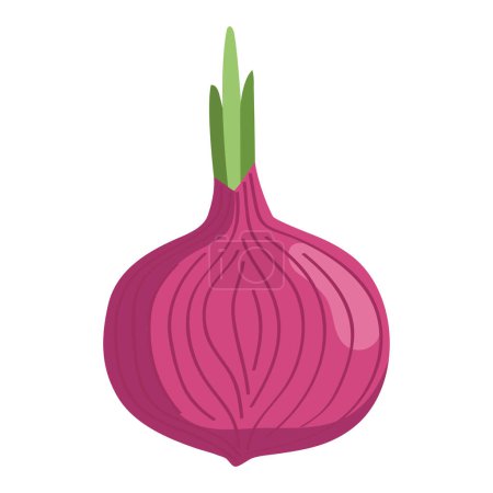 Téléchargez les illustrations : Oignon rouge icône de légumes frais isolé - en licence libre de droit