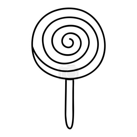 Téléchargez les illustrations : Bonbons en bâton icône doodle illustration isolée - en licence libre de droit