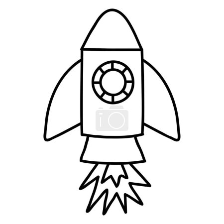 Téléchargez les illustrations : Icône doodle vaisseau spatial illustration isolée - en licence libre de droit