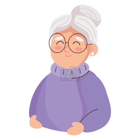 Téléchargez les illustrations : Grand-parents jour vieux mamie icône isolé - en licence libre de droit