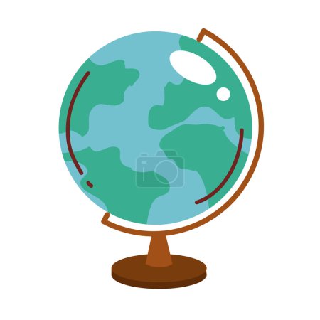 Illustration for School globe map icon isolated - Royalty Free Image