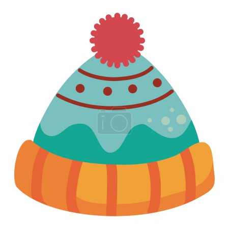 Illustration for Warm cap with pompom icon isolated - Royalty Free Image