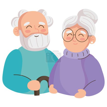 Illustration for Grandparents day couple characters icon isolated - Royalty Free Image