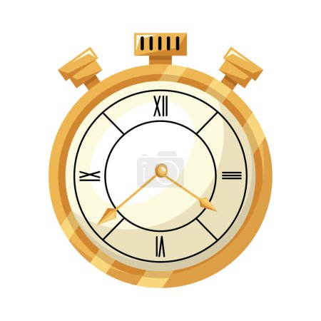 Illustration for Golden watch time icon isolated - Royalty Free Image