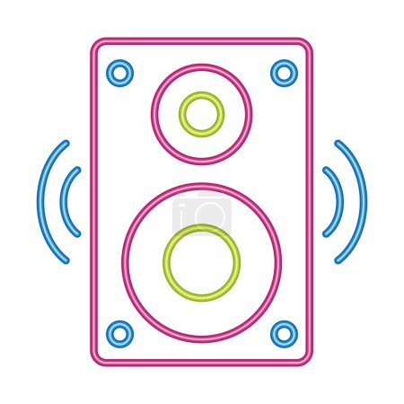 Ilustración de Altavoz música neón sonido icono aislado vector - Imagen libre de derechos