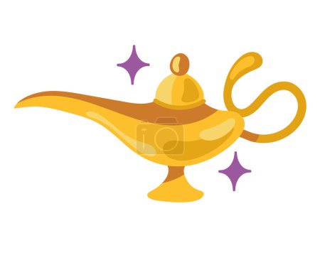 Illustration for Magic genie lamp shiny icon isolated - Royalty Free Image