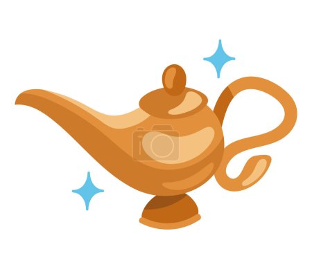 Illustration for Magic genie lamp wish icon isolated - Royalty Free Image