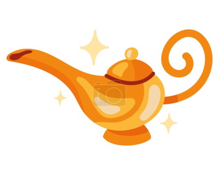Illustration for Magic genie lamp old icon isolated - Royalty Free Image
