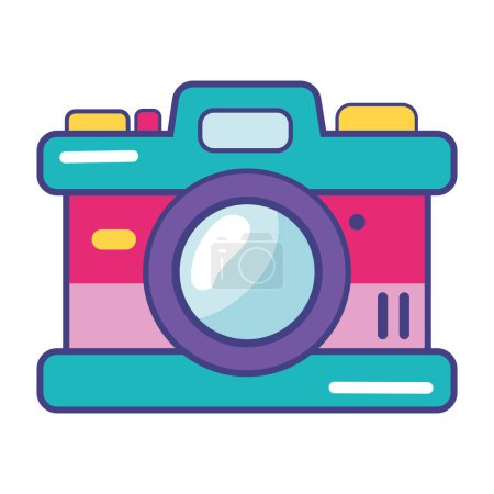 Illustration for Nineties pop art style camera icon isolated - Royalty Free Image