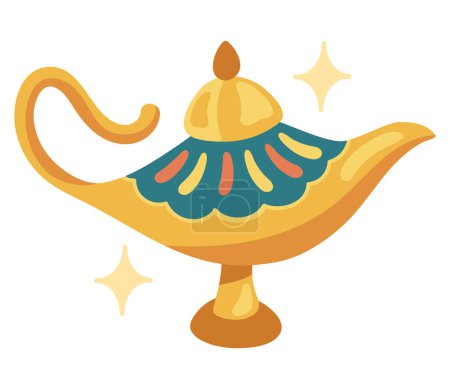 Illustration for Magic genie lamp antique icon isolated - Royalty Free Image