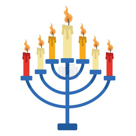 Illustration for Yom kippur menora icon isolated - Royalty Free Image