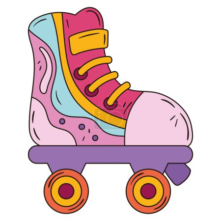 Illustration for Pink skate pop art icon isolated vector - Royalty Free Image