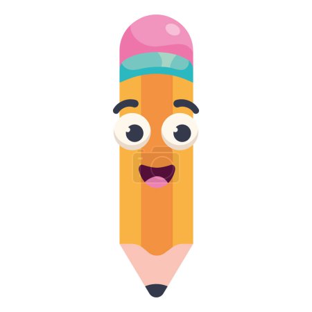 Illustration for Kawaii supply school pencil icon isolated - Royalty Free Image