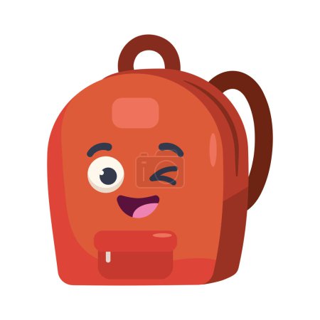 Illustration for Kawaii supply school bag icon isolated - Royalty Free Image