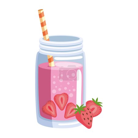 Téléchargez les illustrations : Fruit boisson fraise icône isolé - en licence libre de droit