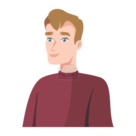 Illustration for Blond man and blue eyes icon isolated - Royalty Free Image