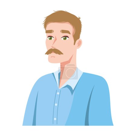 Illustration for Blond man with moustache icon isolated - Royalty Free Image