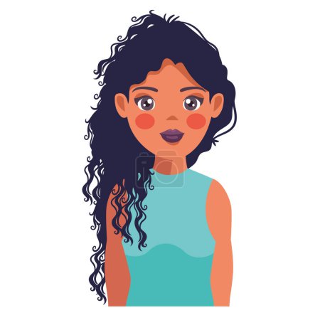 Illustration for Young woman long hair and curly isolated icon - Royalty Free Image