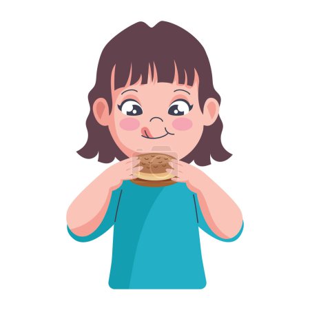 Ilustración de Niño comiendo una galleta aislado icono - Imagen libre de derechos