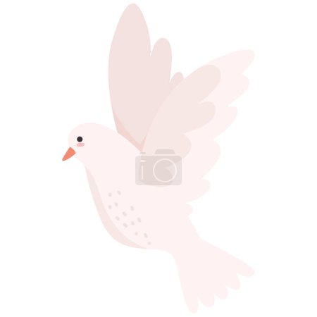 Téléchargez les illustrations : Colombe blanche ailes ouvertes icône isolé - en licence libre de droit