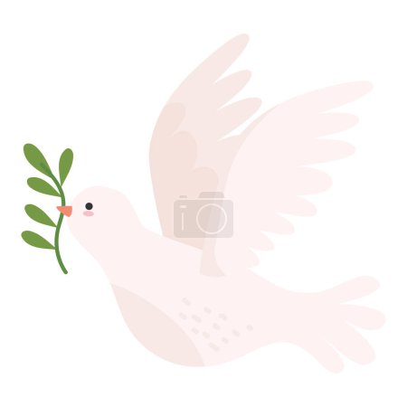 Téléchargez les illustrations : Journée mondiale de la paix colombe et branche d'olivier isolé icône vecteur - en licence libre de droit