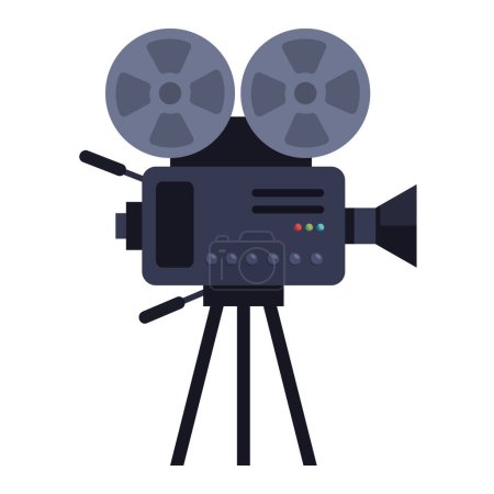 Illustration for Film device camera in tripod icon isolated - Royalty Free Image