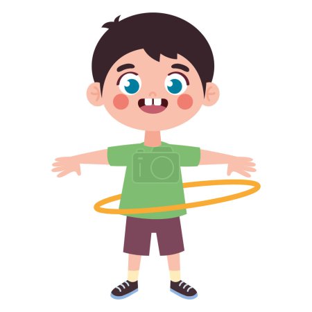 Téléchargez les illustrations : Petit garçon avec ula ula icône isolée - en licence libre de droit
