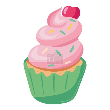 Téléchargez les illustrations : Dessert cupcake et icône de fruit isolé - en licence libre de droit