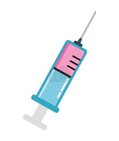 Illustration for Vacine vial medical syringe icon isolated - Royalty Free Image