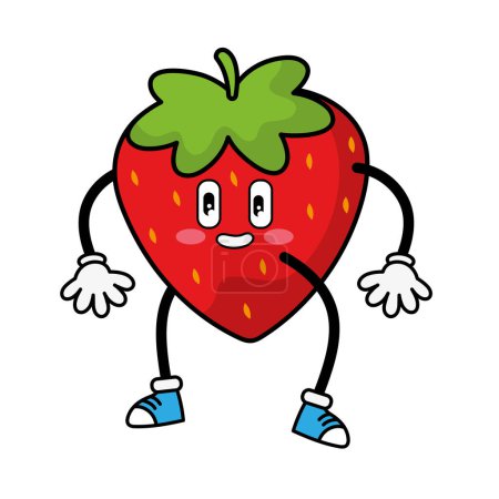 Illustration for Fruit cartoon character strawberry icon isolated - Royalty Free Image