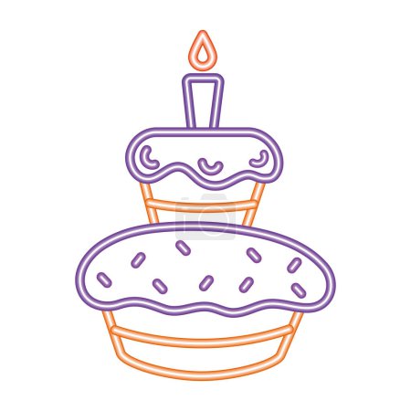 Ilustración de Neón fiesta cumpleaños pastel celebración icono aislado - Imagen libre de derechos
