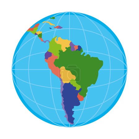 Ilustración de América mapa países planeta aislado icono - Imagen libre de derechos