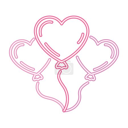 Illustration for Helium neon balloons romantic icon isolated - Royalty Free Image