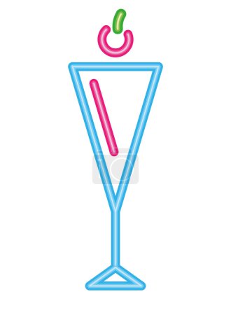 Téléchargez les illustrations : Néon cocktail bleu vecteur isolé - en licence libre de droit