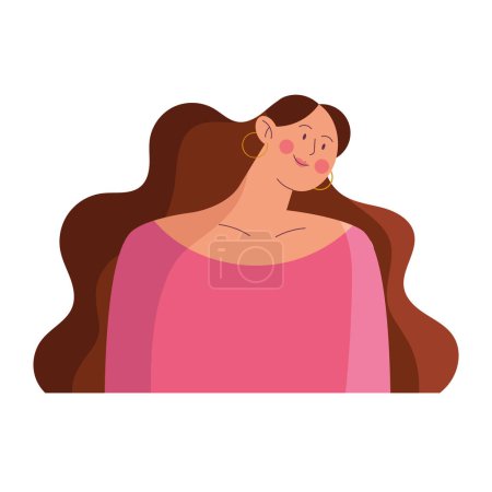 Illustration for Young woman long hair brunette vector isolated - Royalty Free Image