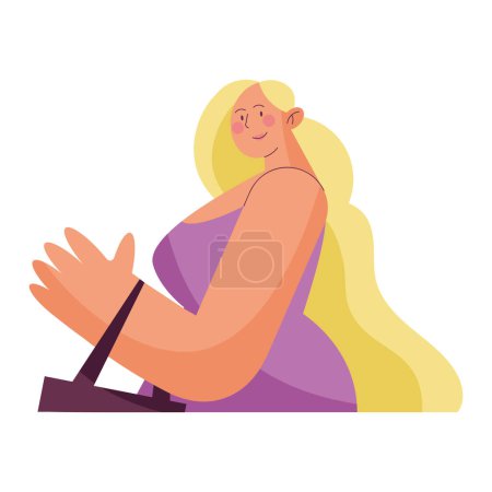 Illustration for Young woman long hair happy vector isolated - Royalty Free Image