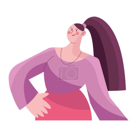 Ilustración de Mujer joven diseño de pelo largo vector aislado - Imagen libre de derechos